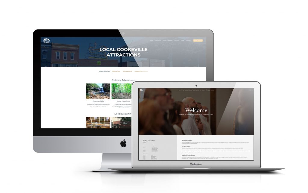 Computers showing websites designed by Eklipse Creative